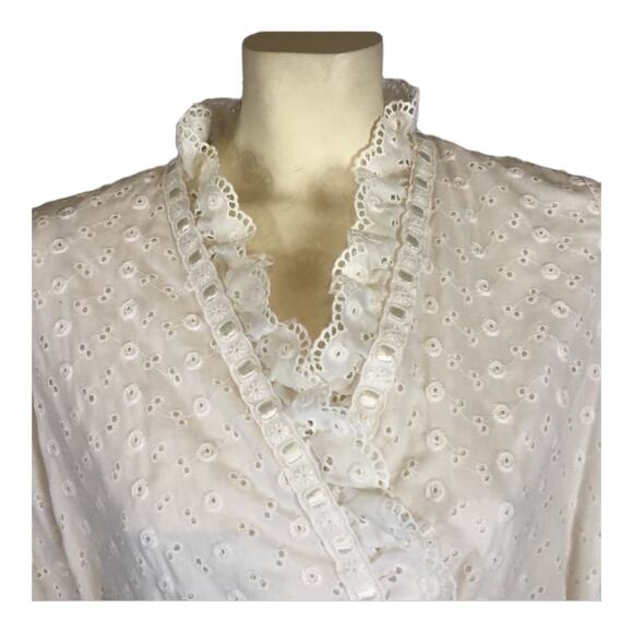 Vintage 1960s Chiha by Jaconelli Eyelet Cotton Robe for Bergdorf Goodman medium - Picture 7 of 13